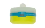 UST SPRIGHT LANTERN, front view in lime green, blue and translucent white with power button