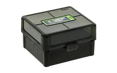 primary-9596 Frankford Ammo Box 222-223 100RD, closed dark green box in front three-quarter view