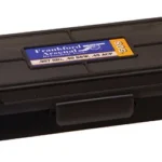 FRANKFORD AMMO BOX 10MM-45ACP 50RD dark plastic box, angled front view with label and latch