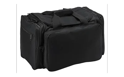 US PeaceKeeper US PK LARGE RANGE BLACK black range bag, front three-quarter view with handles and pockets