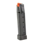 MAG KIMBER 2K11, black, upright side view with extended base and orange follower