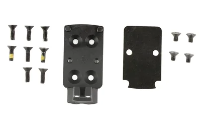 KIMBER 1911 MOUNTING PLATE RMR SGHT black mounting plates and assorted screws arranged in rows