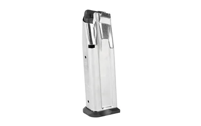 primary-9786 Kimber 2K11 silver handgun magazine, angled front view with black baseplate