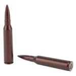 A-Zoom AZOOM Snap Caps 338 Lapua, two burgundy snap caps, one upright and one on its side