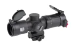 EOTECH VUDU 3-9X32 black scope, angled right-side view with mount, turrets and open lens caps