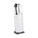 MAG KIMBER 2K11 silver magazine with black baseplate, angled side view