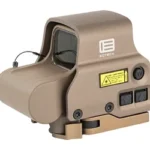 EOTECH EXPS3 tan optic angled side view with hood, lens, controls and mounting base