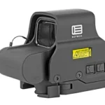 EOTECH EXPS2 sight, black angled front view with hood, viewing window and side controls