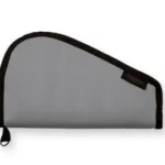Bulldog PSTL Rug X-Small Gray Without Handle, gray side view with black trim and zipper pull