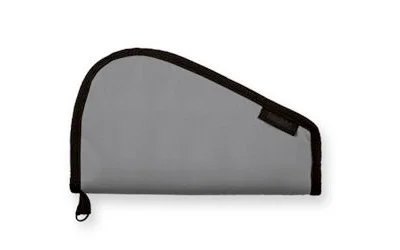 Bulldog PSTL Rug X-Small Gray Without Handle, gray side view with black trim and zipper pull