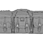 BULLDOG DLX TACT SNGL RIFLE 36 GRAY, side view with three buckle pockets and carry handles
