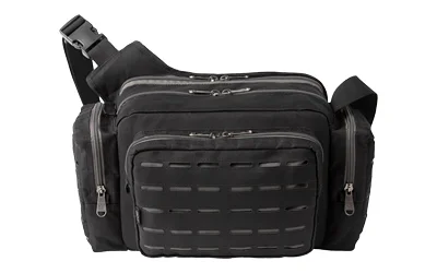 Bulldog Tactical AR Magazine Go Bag black, front view with shoulder strap and zippered pockets
