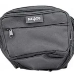 Bulldog Fanny Pack Holster black, front view with zippered pockets and logo patch