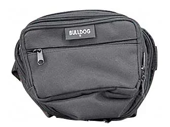 primary-9995 Bulldog Fanny Pack Holster black, front view with zippered pockets and logo patch