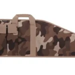BULLDOG TACT RFL THROWBACK CAMO 38 brown camouflage rifle case, side view with handles and pockets