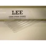 Lee 7 Pack Case Feeder Tubes, clear tubes beside labeled cardboard package