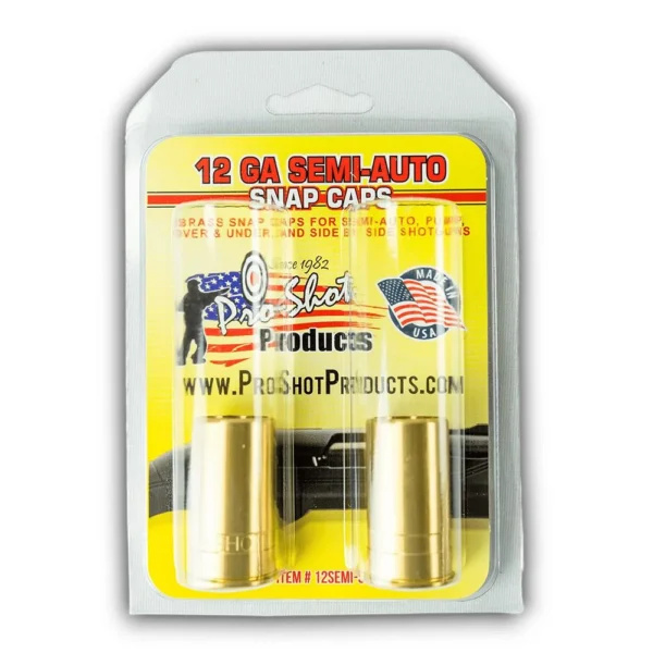 Pro-Shot Semi-Auto Snap Caps, two brass snap caps in clear retail packaging