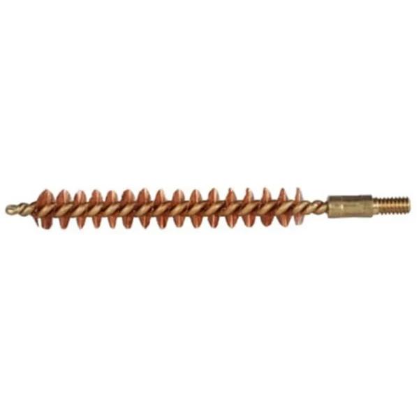Pro-Shot Benchrest rifle bore brush, side view with bronze bristles, brass core and threaded end