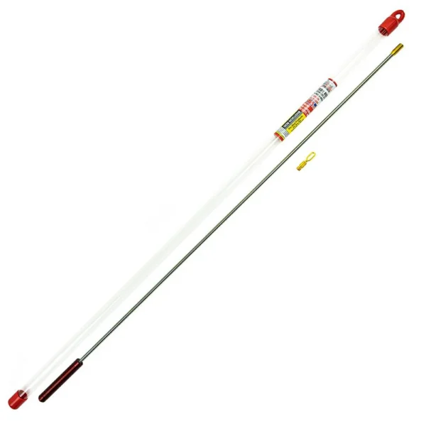 Pro-Shot Shotgun Cleaning Rod, white rod sections with red handle, end caps and small adapter