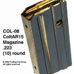 ProMag AR-15 Magazine, angled view of blued steel magazine loaded with cartridges