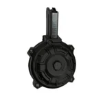 Promag AR-15 Rifle Magazine, black drum with vertical feed tower, front view