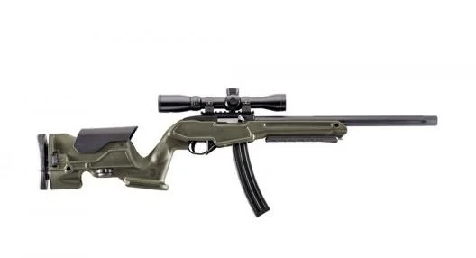ProMag Archangel Ruger Precision Stock Kit, OD green right-side view installed on a rifle