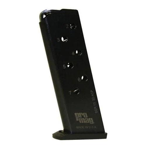 ProMag Beretta 3032 Tomcat Magazine black steel magazine, angled front view