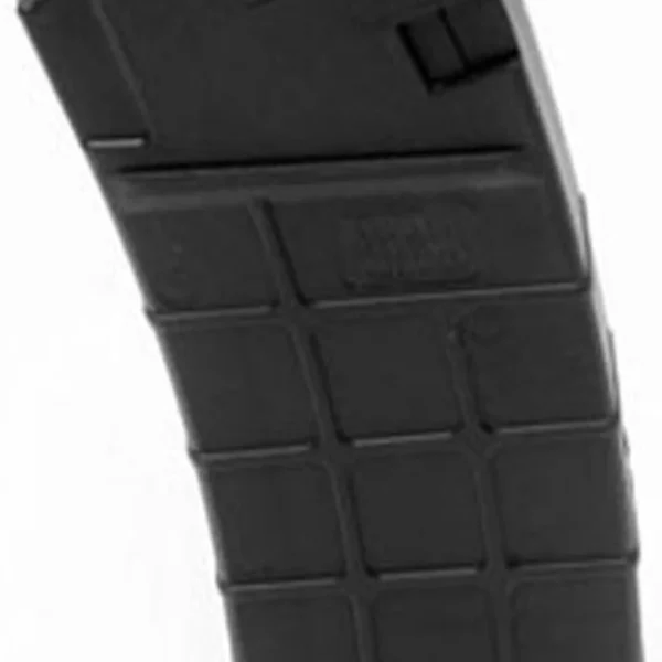 ProMag H&K HK93 Magazine, angled side view in black polymer with curved grid-patterned body