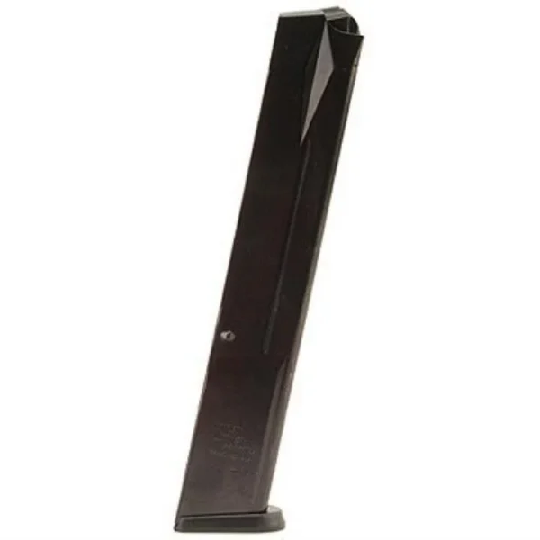 ProMag Ruger P94 Magazine, blued steel angled side view with extended body and baseplate