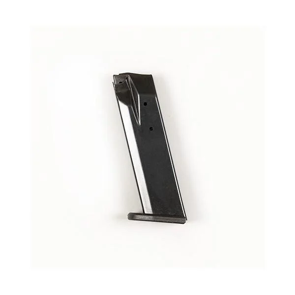 ProMag Steel Ruger SR40 magazine, blued finish, angled side view with black baseplate