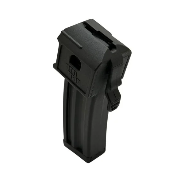 ProMag Savage A22 black rifle magazine, angled front and side view