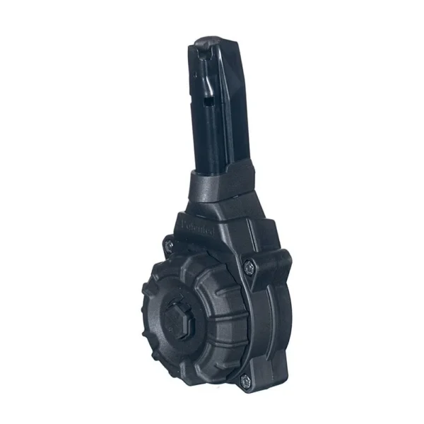 PROMAG SIG P365 / P365XL drum, black polymer angled side view with tall feed tower