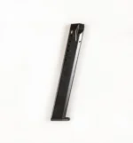 Promag S&W SD40 handgun magazine, black angled side view with witness holes and extended body