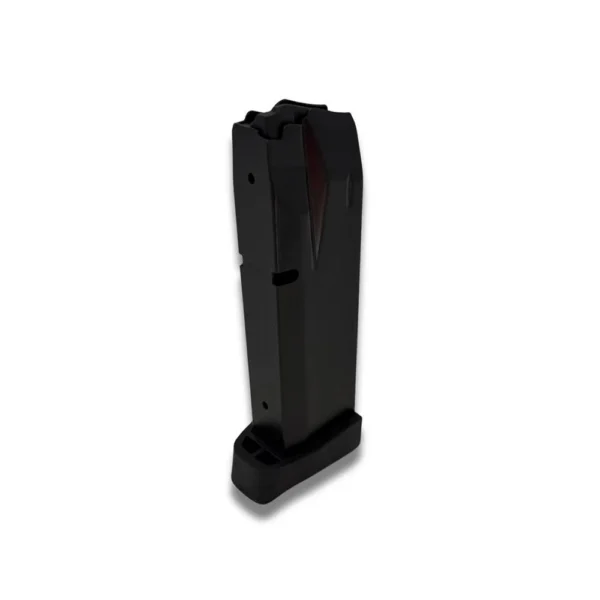 ProMag S&W SD9 Handgun Magazine Blue Steel 9mm Luger 10/rd, black angled side view with baseplate