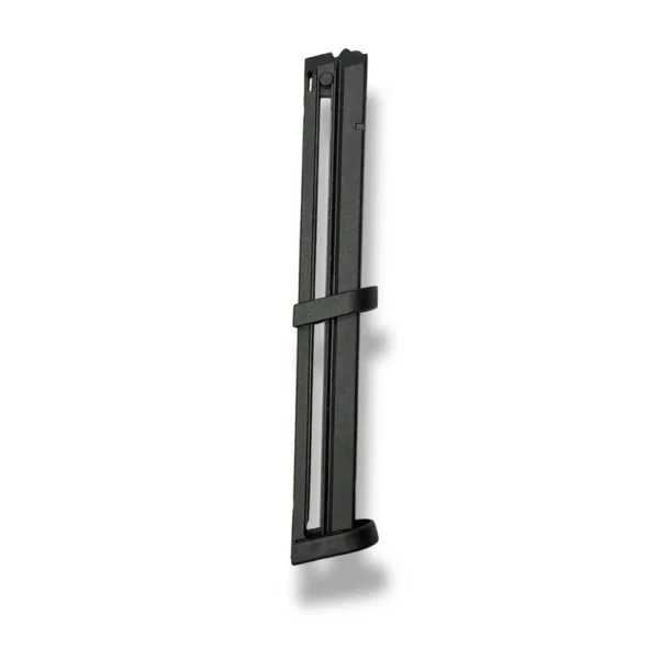ProMag Taurus TX magazine, angled side view with black frame, twin rails and extended base