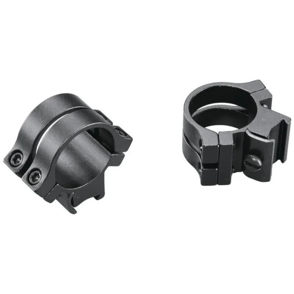WEAVER QUAD LOCK TIP OFF rings in black, shown from angled front and rear views