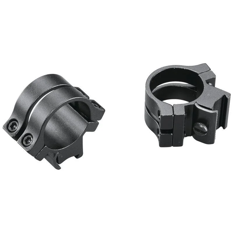 quad-lock-detachable-scope-rings-22-tip-off-primary-1 WEAVER QUAD LOCK TIP OFF rings in black, shown from angled front and rear views