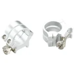 Weaver Quad Lock Detachable Scope Rings, silver angled view showing two rings and screws