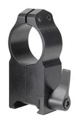 Warne Maxima Quick Detach matte black scope ring with side lever, angled view