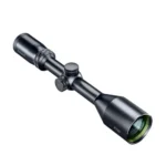 Bushnell R3 rifle scope, black angled side view with turrets and green-tinted objective lens