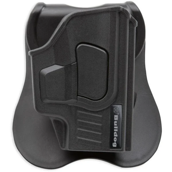 Bulldog Rapid Release Holster, black right-hand holster with paddle attachment