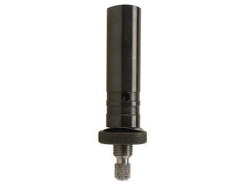 RCBS Quick Change Metering Screw Assembly, black upright view with knurled collar and metal screw