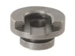 RCBS Shell Holder #38 silver metal shell holder, angled top view with central opening
