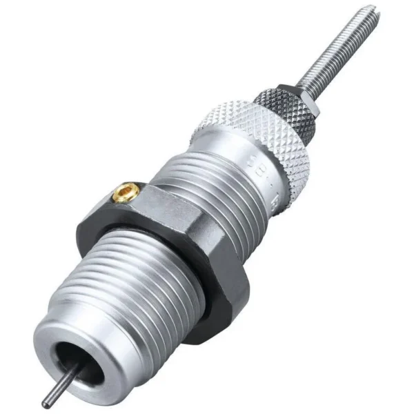 RCBS Small Base Die Set Group A .223 Rem, angled view of a silver threaded die
