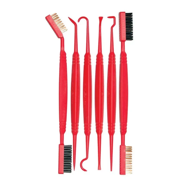 REAL AVID ACCU-GRIP PICKS & BRUSHES, six red handled picks and brushes arranged vertically