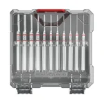REAL AVID ACCU-PUNCH 11PC PIN PNCH punch set in a clear case with red handle