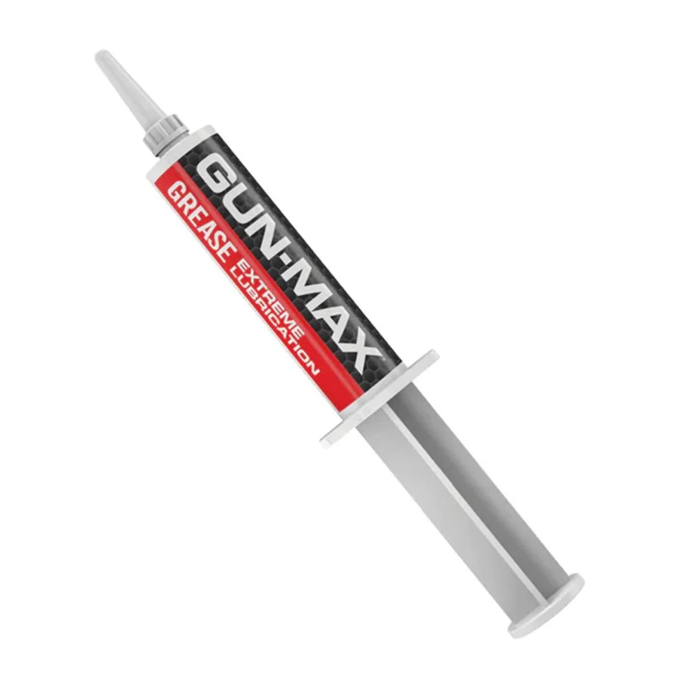 real-avid-gun-max-grease-primary Real Avid Gun-Max Grease, gray syringe applicator with red, black and white label