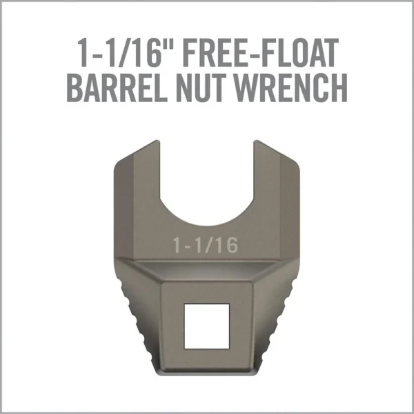 Real Avid Master-Fit 1-1/16'' Free-Float Barrel Nut Wrench gray front view with square drive hole