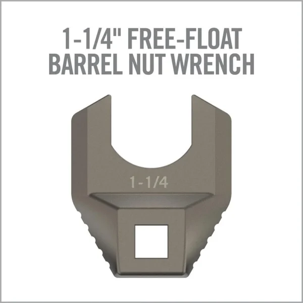 Real Avid Master-Fit 1-1/4'' Free-Float Barrel Nut Wrench gray front view with square drive hole