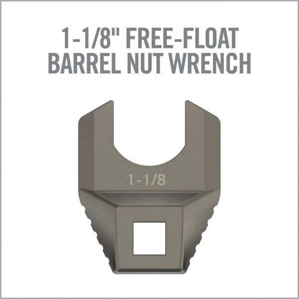 Real Avid Master-Fit 1-1/8'' Free-Float Barrel Nut Wrench gray front view with square drive hole